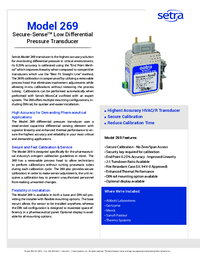 Thumbnail of document Data Sheet - 269 Low Differential Pressure Transducer